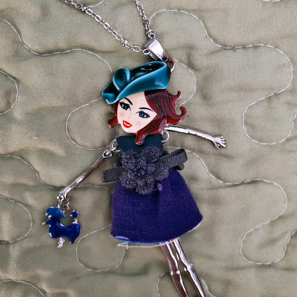 HOWARD'S Epoxy lady with dog necklace